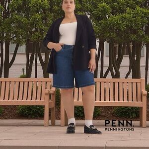 NWOT, Penningtons, 1948 Classic Denim Bermuda Shorts, 18W, Blue